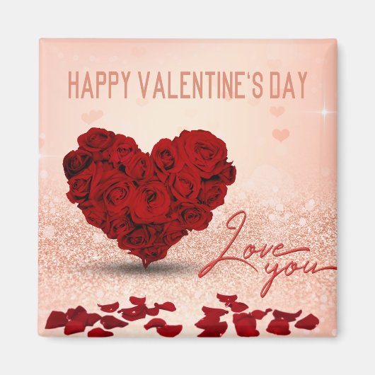 Aimant Bouquet de coeur du Rose de la Saint-Valentin - Ma (Devant)