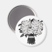 Aimant Bouquet de crâne Rose noir & blanc gothique (Recto/Verso)