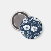 Aimant Bouquet de fleurs aquarelle bleue élégante (Recto/Verso)