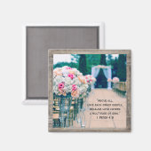 Aimant Bouquet de fleurs de bois Amour Mariage Aisle Bibl (Recto/Verso)