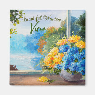 Aimant Bouquet de fleurs de printemps sur la haie de fenê