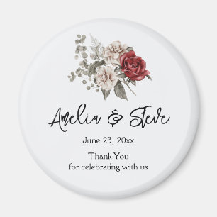 Aimant Bouquet de fleurs de rose crème et rouge pour mari