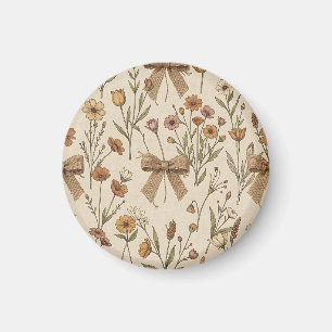 Aimant Bouquet de fleurs sauvages rustique avec noeuds en