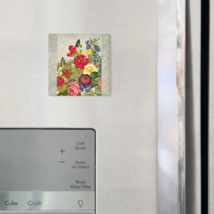 Aimant Bouquet de fleurs vintages aux papillons