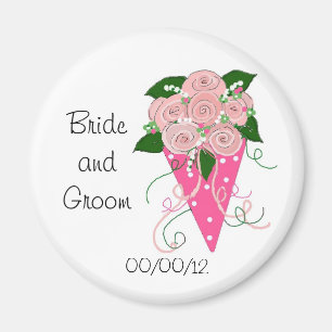 Aimant Bouquet de mariage élégant rose et vert