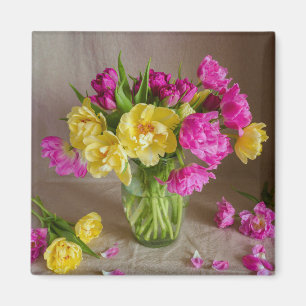 Aimant Bouquet de tulipes pastel Photo florale de printem