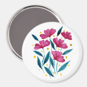 Aimant Bouquet floral mignon - magenta et turquoise (Recto/Verso)
