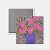 Aimant Bouquet rose chaud Art original (Recto/Verso)