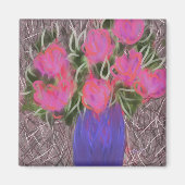 Aimant Bouquet rose chaud Art original (Devant)