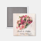 Aimant Bouquet rose Mariage Favoriser l'aimant (Recto/Verso)