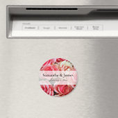 Aimant Bouquet Rose Rose Mariage personnalisé (In Situ (Lave-vaisselle))