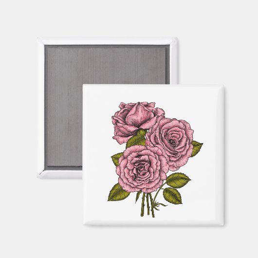 Aimant Bouquet rose roses (Recto/Verso)