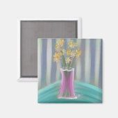 Aimant Bouquet Vase Rose Art original (Recto/Verso)