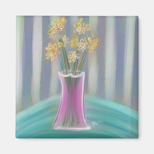Aimant Bouquet Vase Rose Art original (Devant)