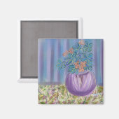 Aimant Bouquet violet et bleu Art original (Recto/Verso)