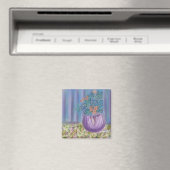 Aimant Bouquet violet et bleu Art original (In Situ (Lave-vaisselle))