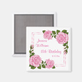 Aimant Bouquets d'angle rose joli pour 18 ans (Recto/Verso)