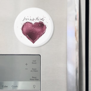 Aimant Bourgogne Cerise Paillettes Étincelle Cœur Amour 