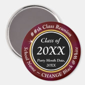 Aimant Bourgogne, Noir et Blanc, Cadeaux de Réunion de Cl (Recto/Verso)