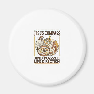 Aimant Boussole Jésus et casse-tête Direction de vie Bous