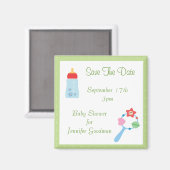 Aimant Bouteille & Botte Enregistrer Le Baby shower Date (Recto/Verso)