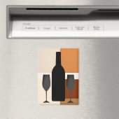 Aimant Bouteille de vin et deux Lunettes de vin (In Situ (Lave-vaisselle))
