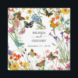 Aimant Bouteilles Fleurs sauvages  Mariage floral<br><div class="desc">Une belle aquarelle design mariage avec fleurs sauvages et papillons. Aménagement coloré de fleurs sauvages et de papillons dans un jardin fleuri. Un design de mariage idéal pour tous ceux qui aiment les papillons colorés, florale d'aquarelle, illustrations fleurs sauvages et l'art botanique. Des invitations de mariage et d'autres articles de...</div>