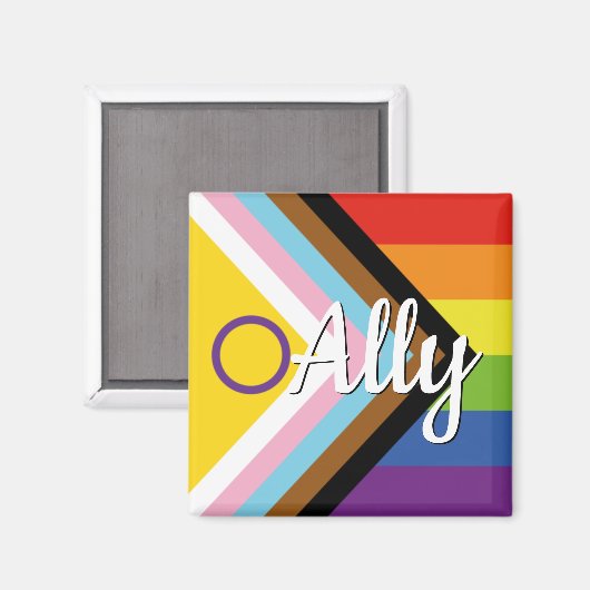 Aimant Bouton arc-en-ciel de la Fierté de Progrès Interse (Recto/Verso)