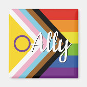 Aimant Bouton arc-en-ciel de la Fierté de Progrès Interse (Devant)