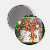 Aimant Bouton Arrondi présent de Joyeux Elfes (Recto/Verso)