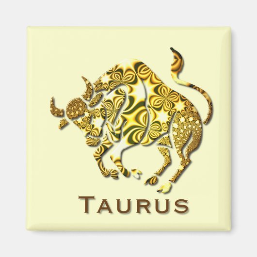 Aimant Bouton Carré Taurus Zodiac (Devant)