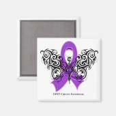 Aimant Bouton de papillon tribal du GIST Cancer (Recto/Verso)