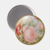 Aimant Bouton de porcelaine antique, Rose (Recto/Verso)