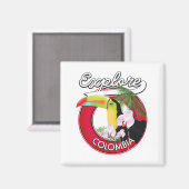 Aimant Bouton Explore Colombia logo rétro (Recto/Verso)