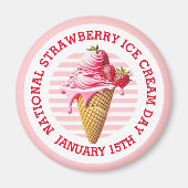 Aimant Bouton national de la crème glacée de fraise (Devant)
