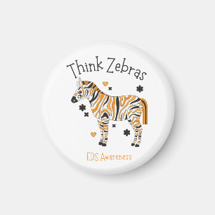 Aimant Bouton "Pensez aux zèbres" Syndrome d'Ehlers Danlo