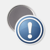 Aimant bouton point d'exclamation bleu (Recto/Verso)