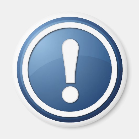 Aimant bouton point d'exclamation bleu (Devant)
