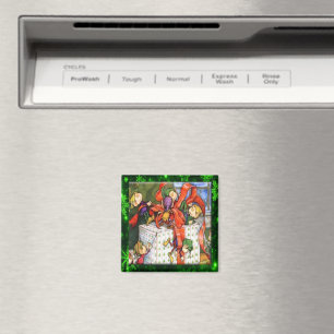 Aimant Bouton Présent De Joyeux Elfes Enveloppant