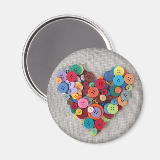 Aimant Boutons colorés Coeur (Recto/Verso)