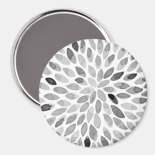 Aimant Boutons de brosse d'aquarelle - noir et blanc (Recto/Verso)