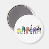 Aimant Boutons de chien colorés (Recto/Verso)