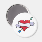 Aimant Bow & Arrow Valentine Coeur avec bannière blanche (Recto/Verso)