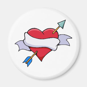 Aimant Bow & Arrow Valentine Coeur avec bannière blanche