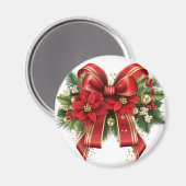 Aimant Bow de Noël Festif Rouge et Or (Recto/Verso)