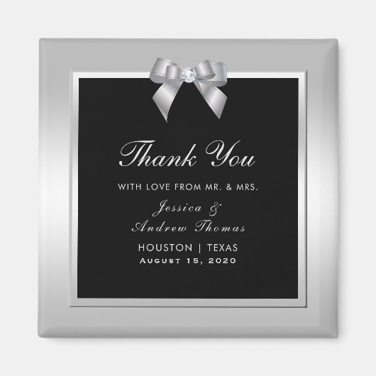 Aimant Bow et Mariage noir en argent élégant (Devant)