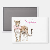 Aimant Bow léopard rose (Recto/Verso)