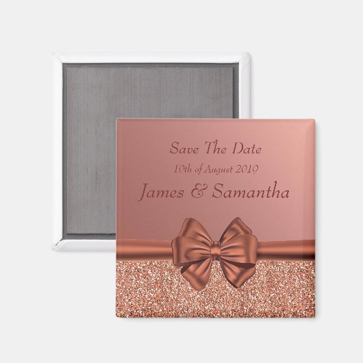 Aimant Bow rose Gold Satin - Enregistrer La Date (Recto/Verso)