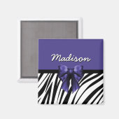 Aimant Bow Zebra noir et violet (Recto/Verso)