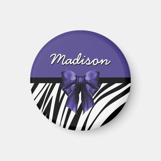 Aimant Bow Zebra noir et violet (Devant)